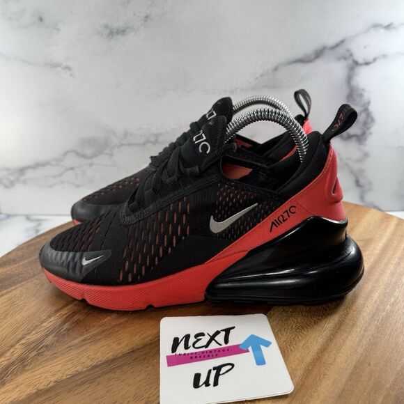 Size 5Y or Women’s 6.5-Nike Air Max 270 Black Bright Crimson Sneakers 943345-018 - Picture 1 of 9